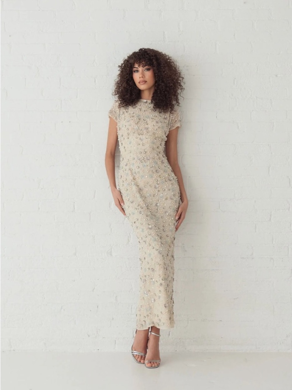 Mac Duggal 94205 Ivory Floral Embellished Mesh Fitted Column Gown Size 14 NWT - Picture 4 of 14